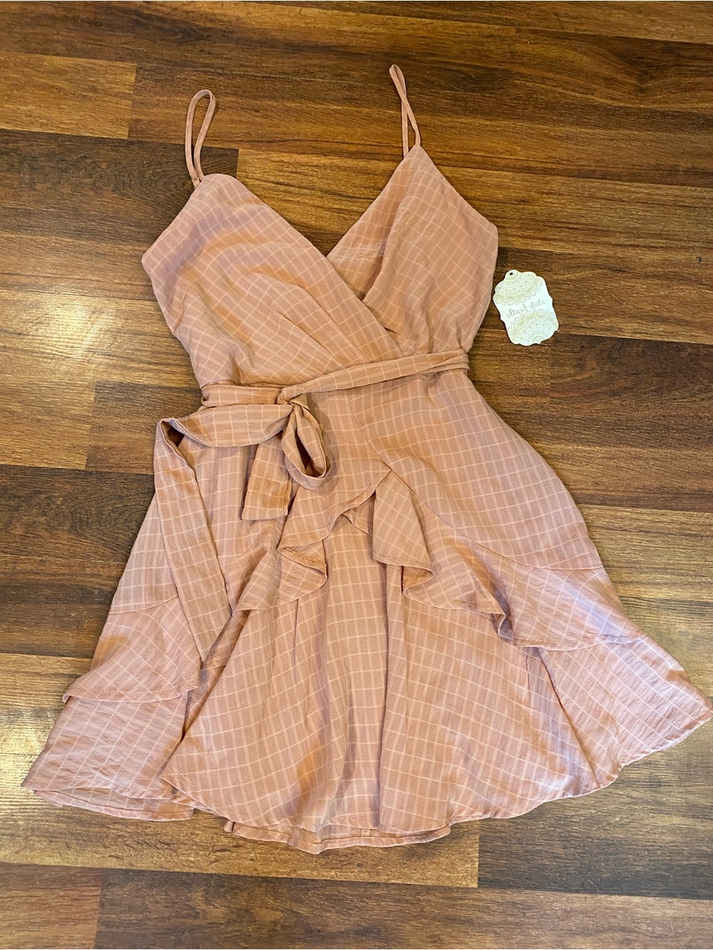 NWT Altar’d State Spaghetti Strap Ruffle Dress in Dusty Rose